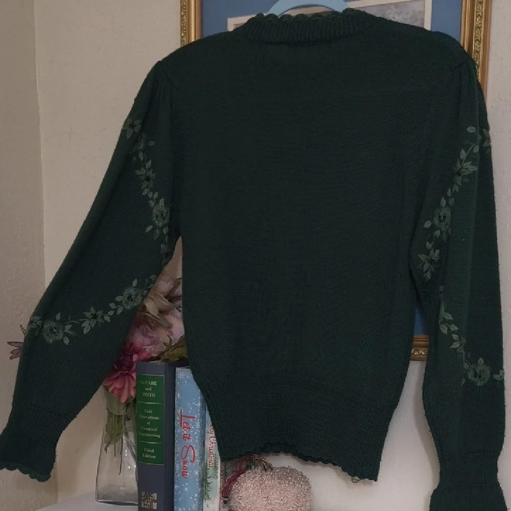 Herman Geist Green Sweater Deer Design Vintage Grandmacore Eclectic Cottagecore - Picture 10 of 14